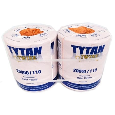 Tytan International PBT20110TONBP 20;000 Ft. Orange Baler Twine; Pack - 2
